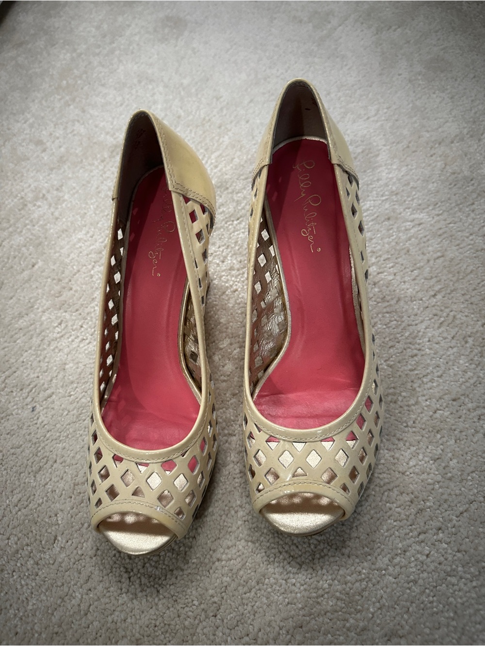 Tan Peep-Toe Cutout Women’s Heels